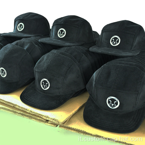 Cappello da velluto a 5 pannelli con cappello da campo personalizzato premium